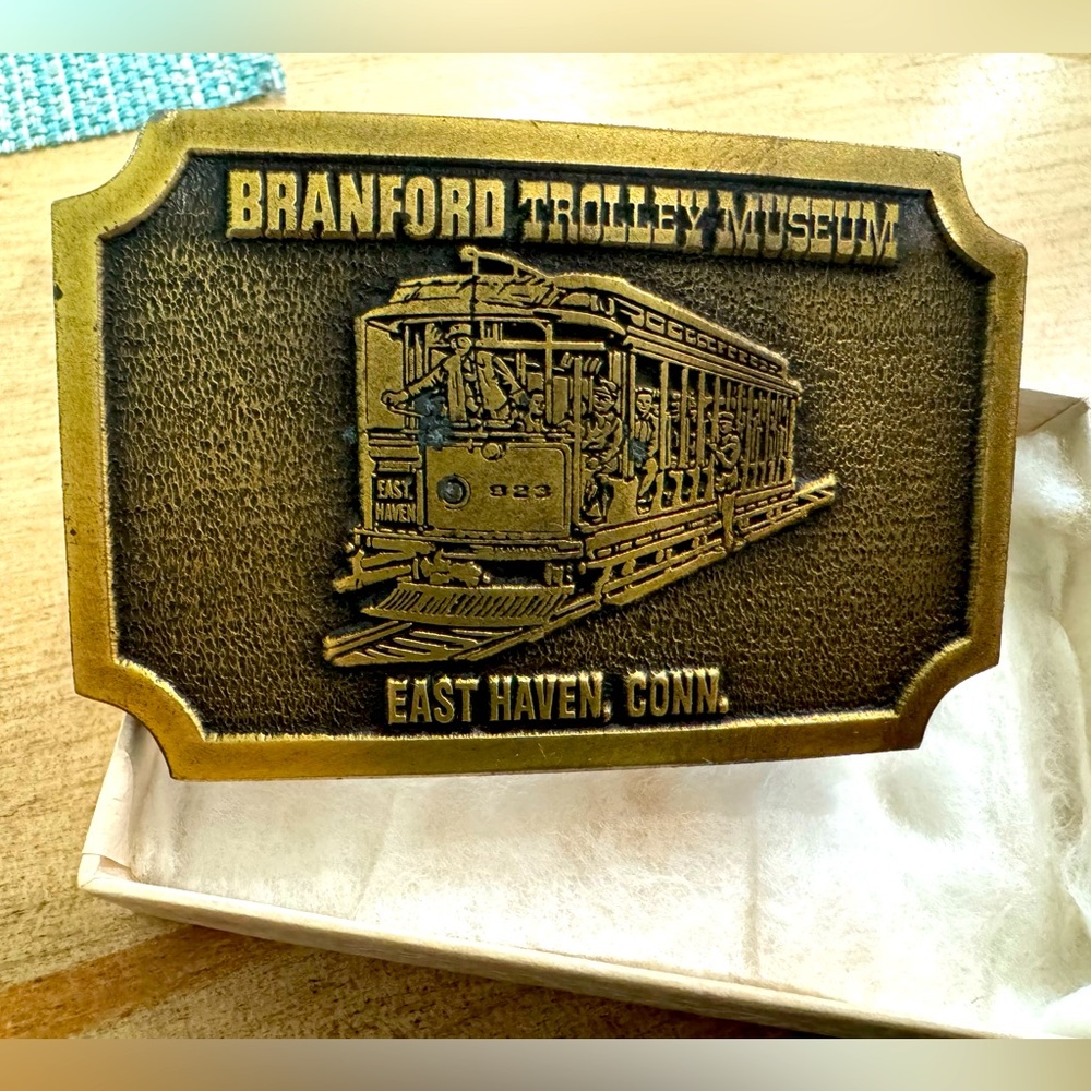 Branford Trolley Museum CT 3 1/8 x 2 1/8 inch Metal Belt Buckle Men's Accessory
